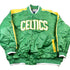 Vintage 1990s Hardwood Classics Boston Celtics NBA Basketball Embroidered Snap Button Satin Bomber Jacket Men&