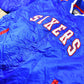 Vintage 1990s Hardwood Classics Philadelphia 76ers NBA Basketball Embroidered Snap Button Satin Bomber Jacket Men's 3XL from propervintagecanada