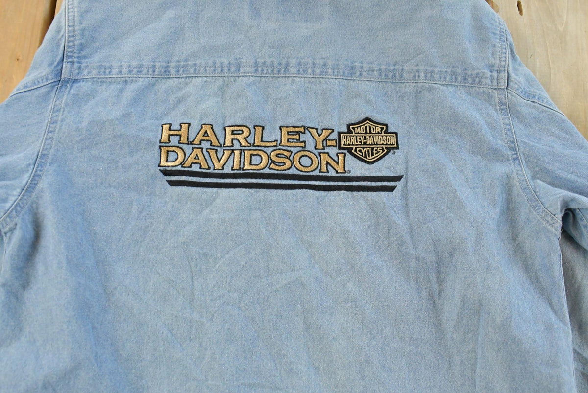 Vintage 1990s Harley Davidson Embroidered Button Up Shirt Men's S from propervintagecanada