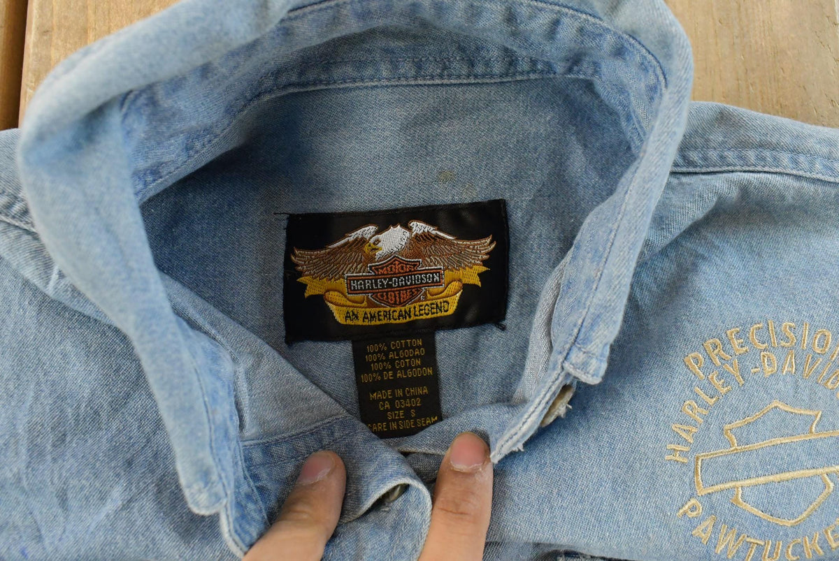 Vintage 1990s Harley Davidson Embroidered Button Up Shirt Men's S from propervintagecanada