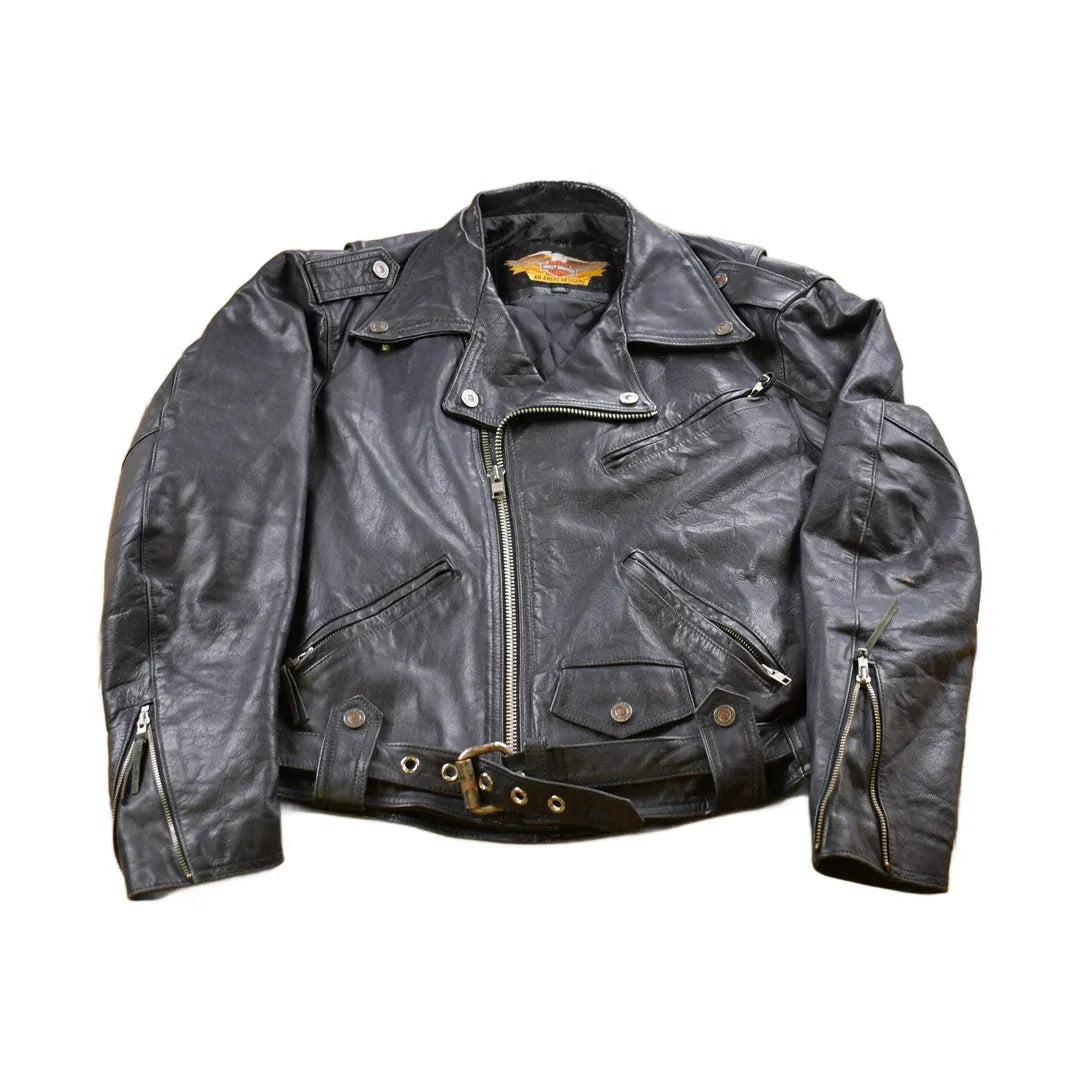 Vintage 1990s Harley Davidson Leather Biker Jacket Men's Large from propervintagecanada