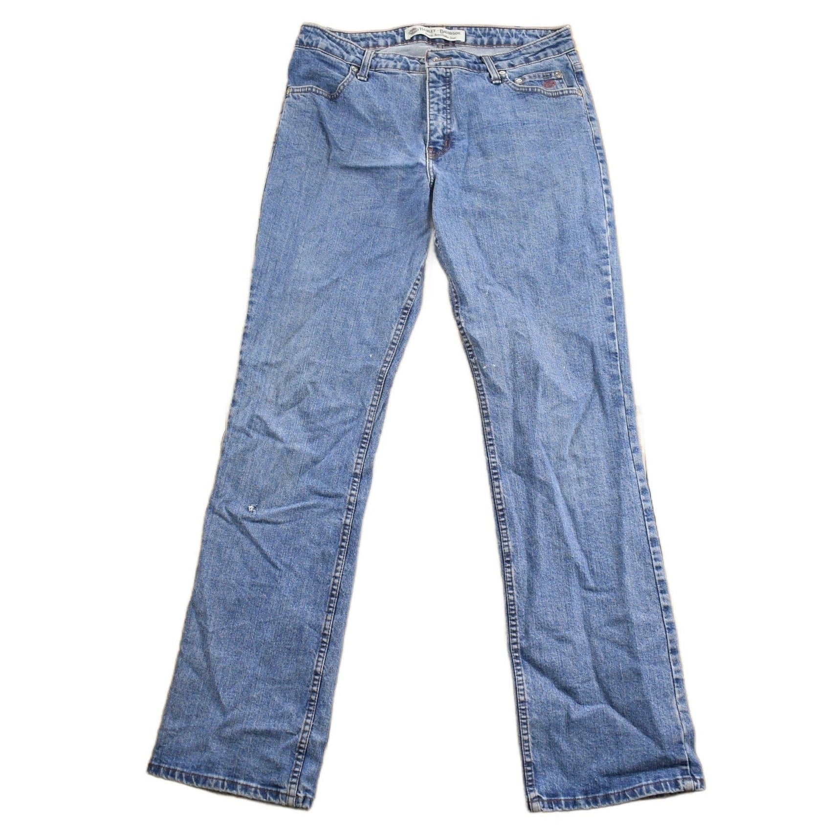 Vintage 1990s Harley Davidson Mid Wash Denim Jeans Men's 32 x 33 from propervintagecanada