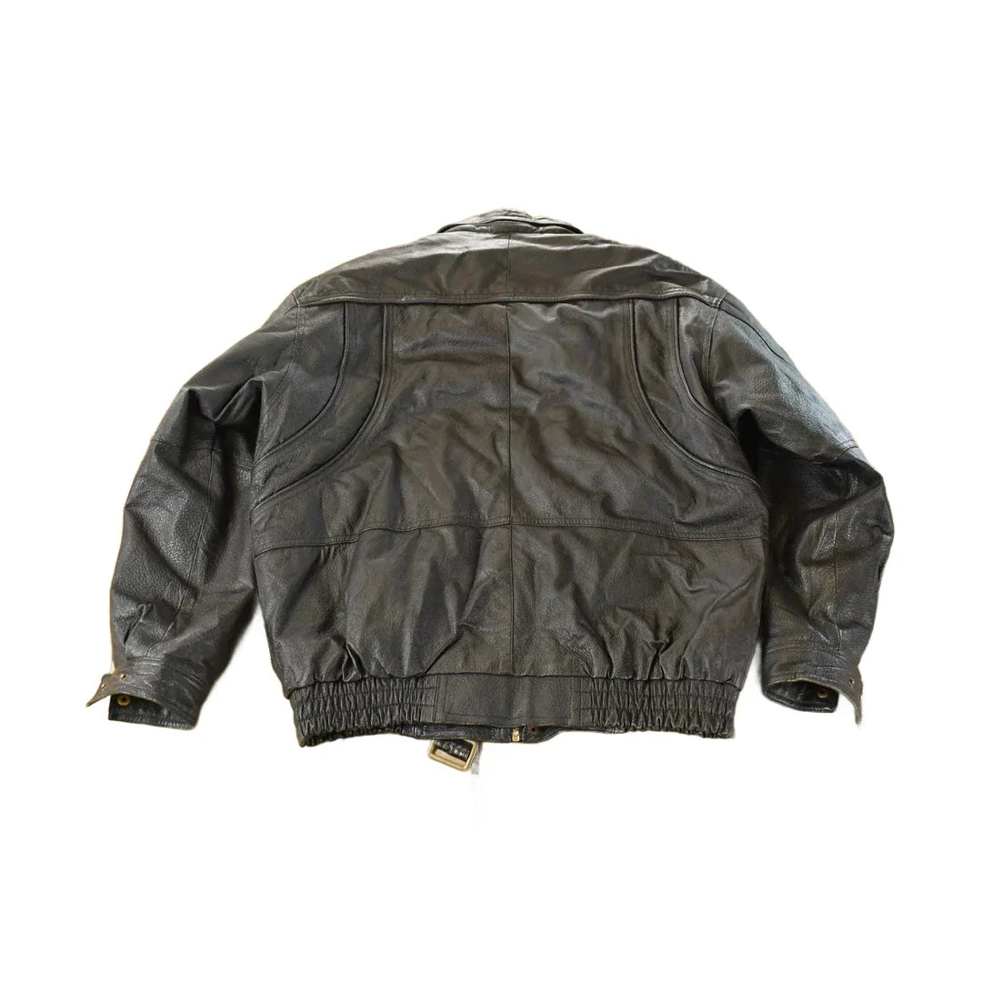 Vintage 1990s Harry Kayn Leather Biker Jacket Men's 2XL from propervintagecanada