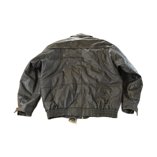 Vintage 1990s Harry Kayn Leather Biker Jacket Men's 2XL from propervintagecanada