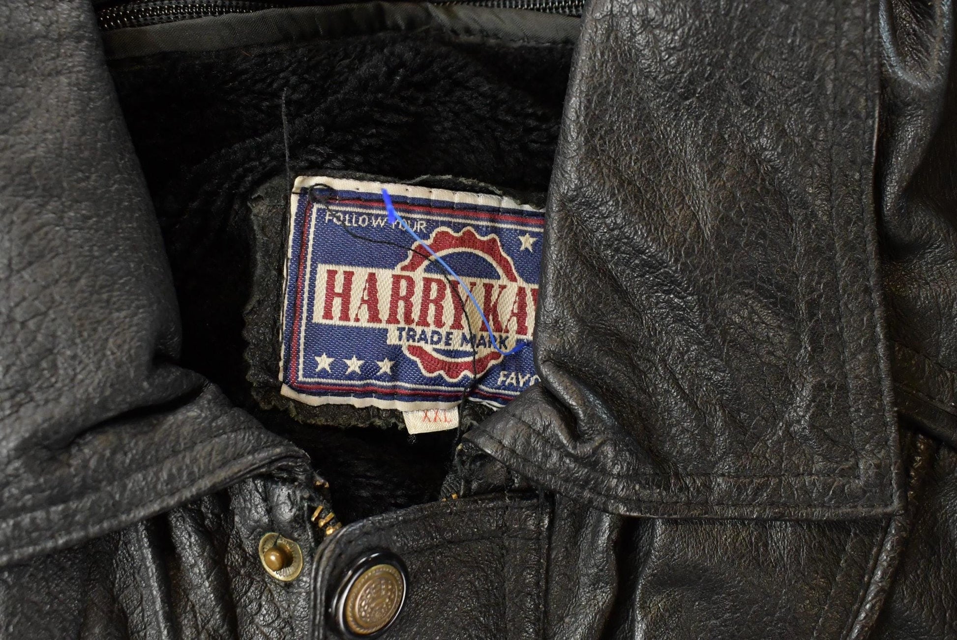 Vintage 1990s Harry Kayn Leather Biker Jacket Men's 2XL / Black Leather Jacket / Full Zip Coat / Bomber Jacket from propervintagecanada