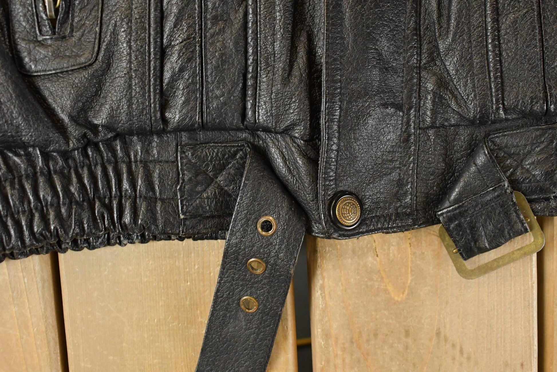 Vintage 1990s Harry Kayn Leather Biker Jacket Men's 2XL / Black Leather Jacket / Full Zip Coat / Bomber Jacket from propervintagecanada