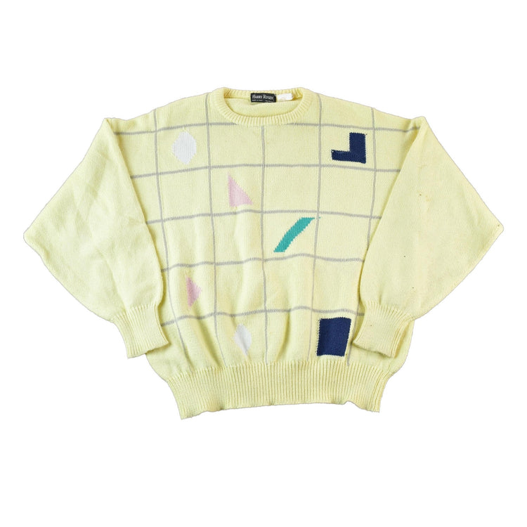 Vintage 1990s Harry Rosen Knit Abstract Pattern Crewneck Sweater Made In ItalyMen's Medium from propervintagecanada