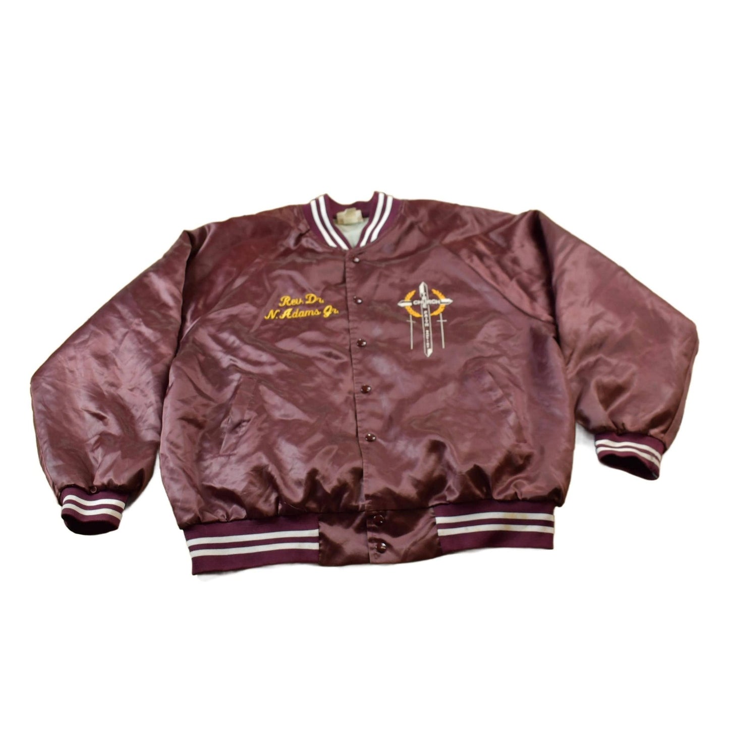 Vintage 1990s Hartwell Religious Satin Bomber Jacket Men's 2XL from propervintagecanada