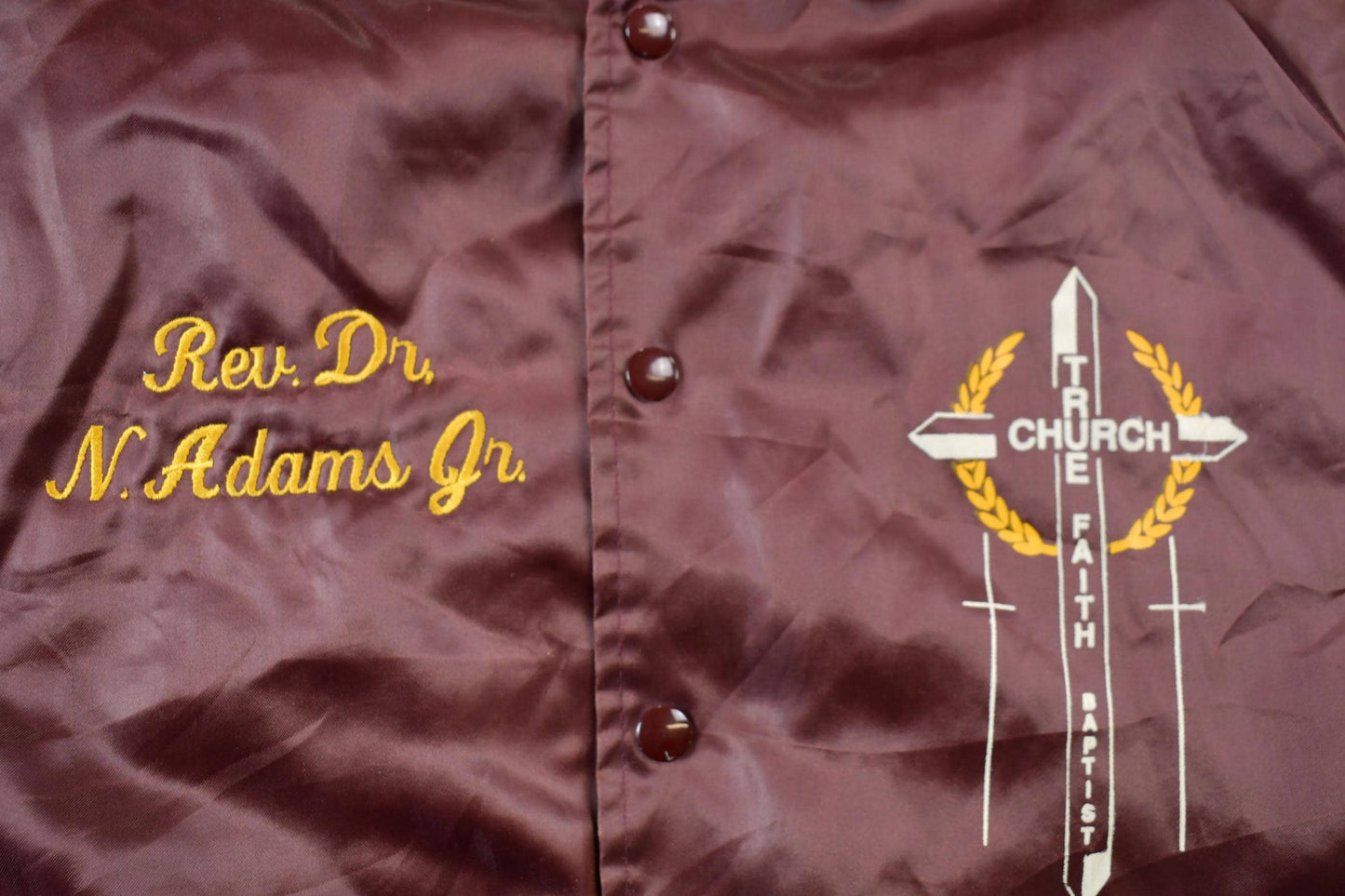 Vintage 1990s Hartwell Religious Satin Bomber Jacket Men's 2XL from propervintagecanada