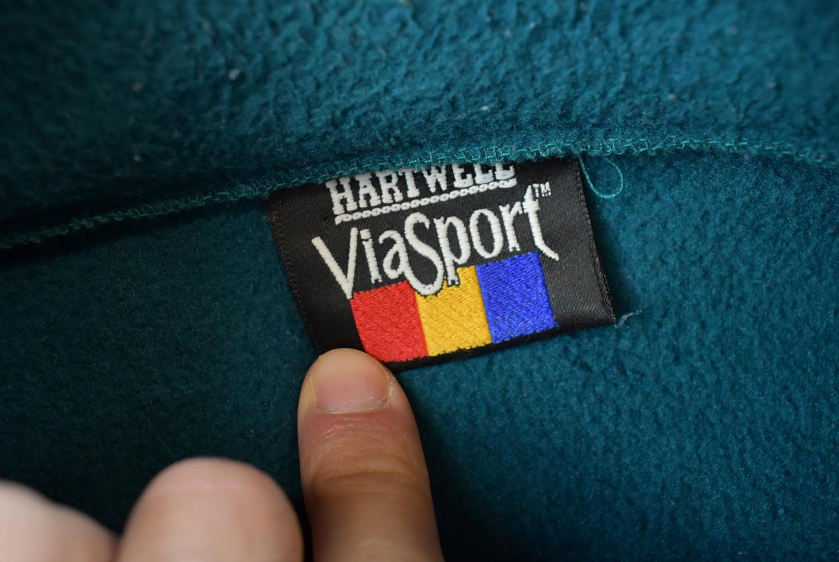 Vintage 1990s Hartwell Viasport Teal Full Zip Fleece Sweater Men's 2XL from propervintagecanada