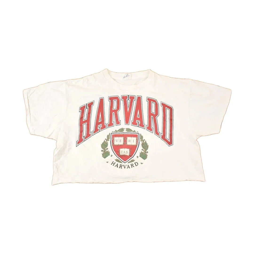 Vintage 1990s Harvard Veritas Collegiate T-Shirt Women's XL Cropped from propervintagecanada