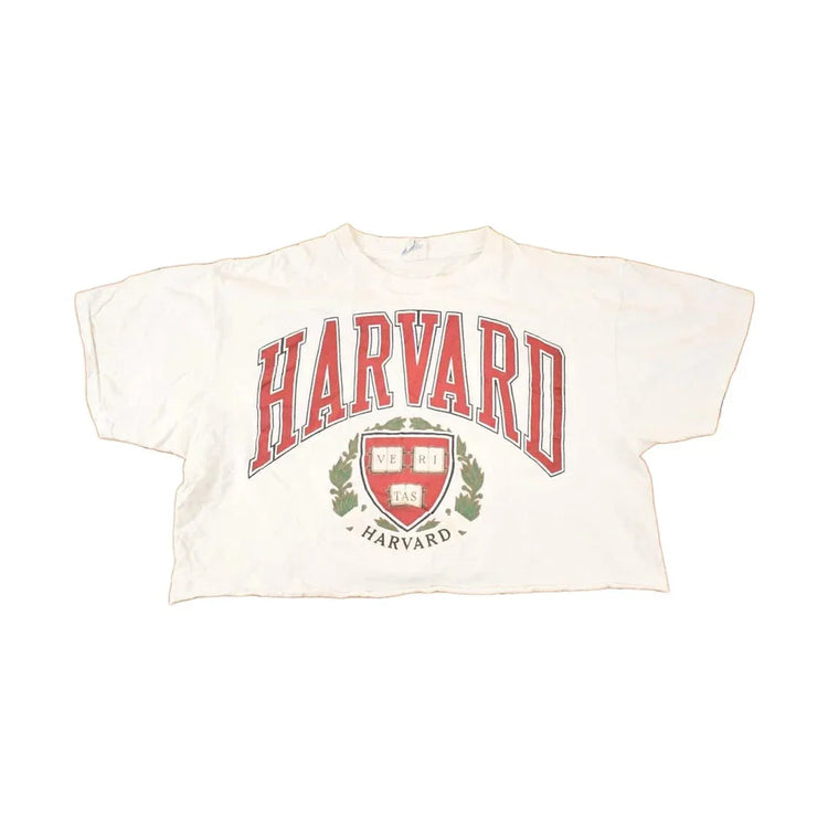 Vintage 1990s Harvard Veritas Collegiate T-Shirt Women's XL Cropped from propervintagecanada