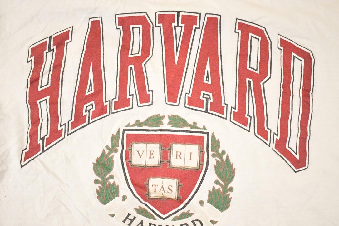 Vintage 1990s Harvard Veritas Collegiate T-Shirt Women's XL Cropped from propervintagecanada