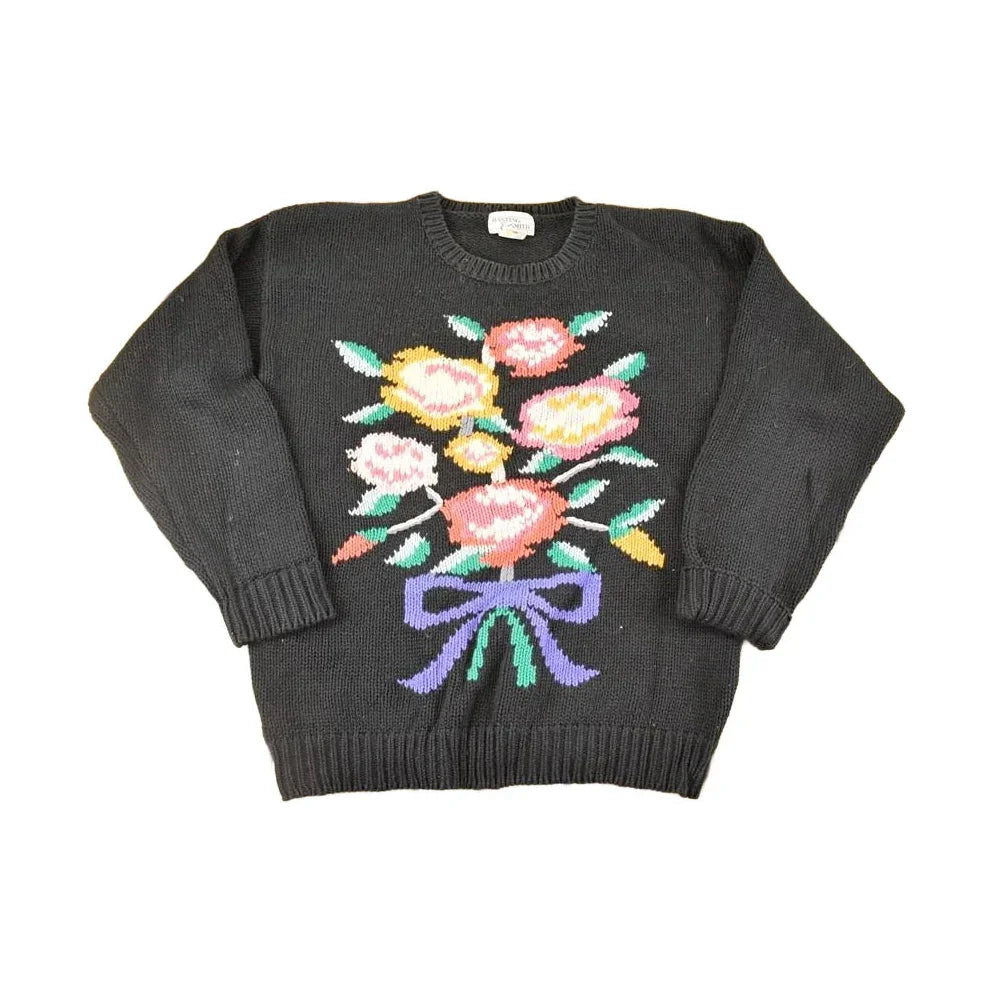 Vintage 1990s Hasting And Smith Floral Loose Knit Sweater Women's M from propervintagecanada
