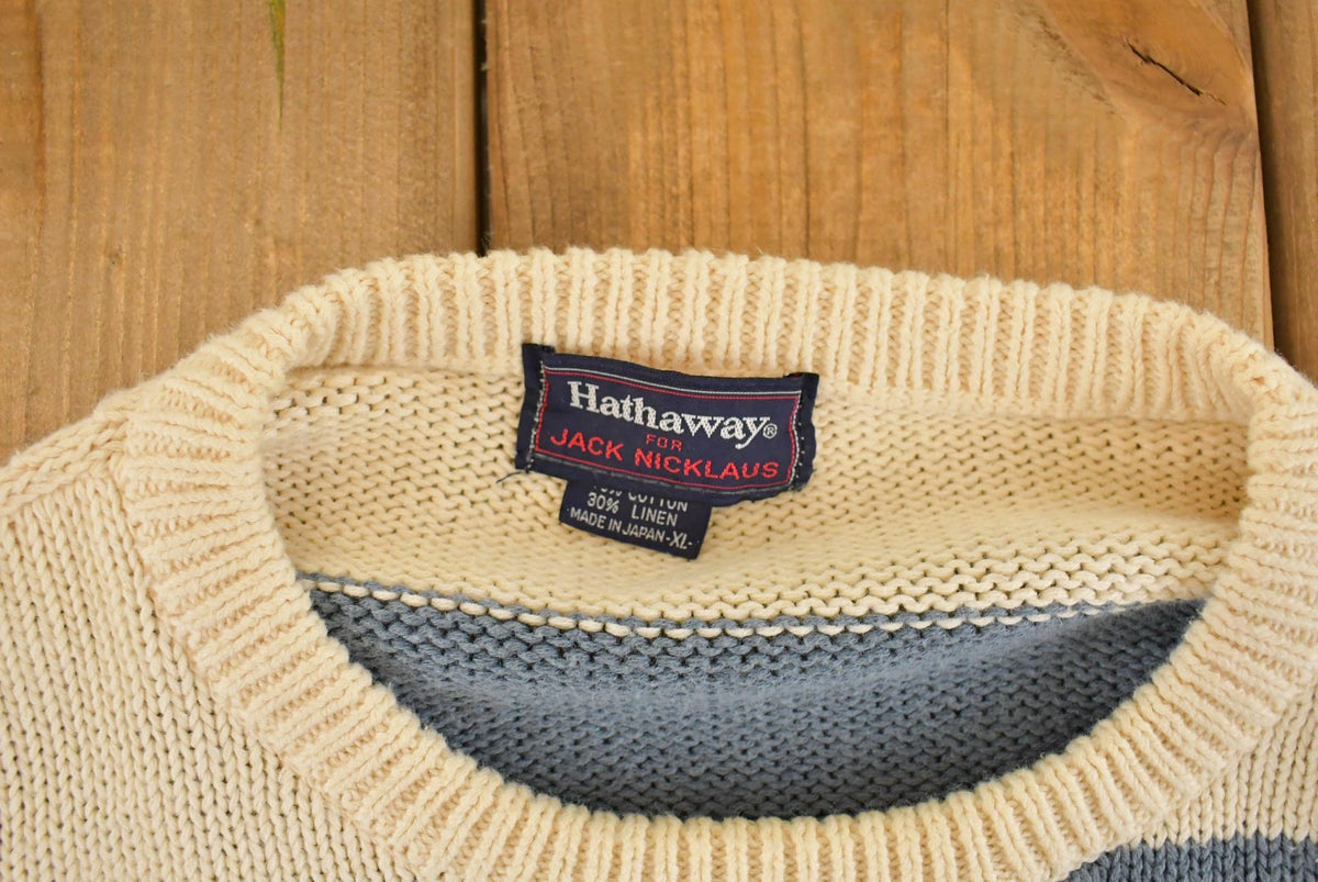 Vintage 1990s Hathaway Jack Nicklaus Golf Striped Knit Sweater Men's M from propervintagecanada