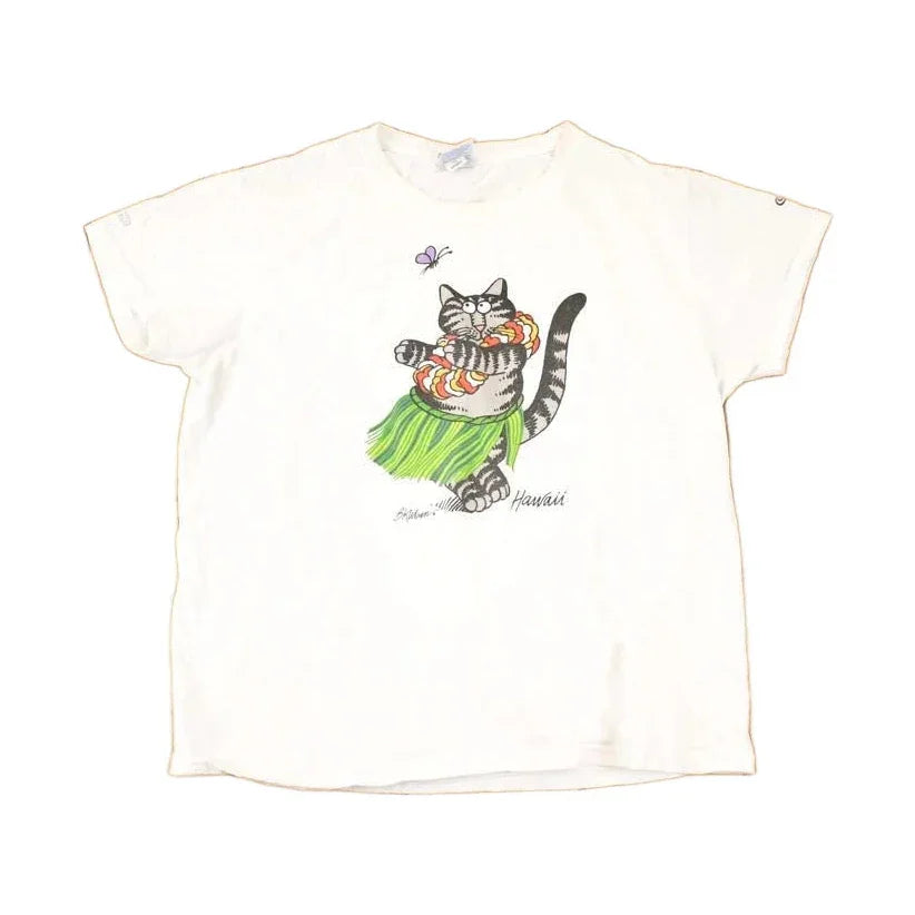 Vintage 1990s Hawaii Crazy Shirts Hula Kitty Souvenir FAB T-Shirt Women's M from propervintagecanada