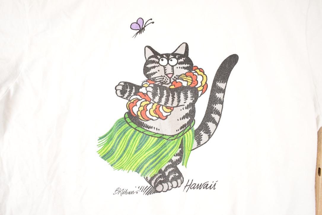 Vintage 1990s Hawaii Crazy Shirts Hula Kitty Souvenir FAB T-Shirt Women's M from propervintagecanada