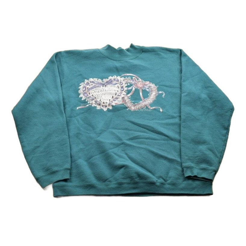 Vintage 1990s Heart Theme Crewneck Sweater from propervintagecanada