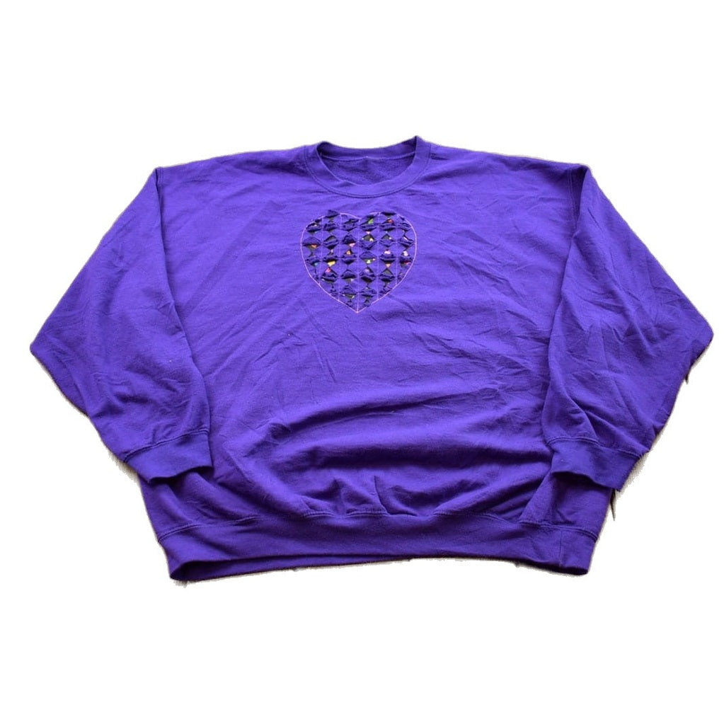 Vintage 1990s Heart Theme Crewneck Sweater Men's 2XL from propervintagecanada