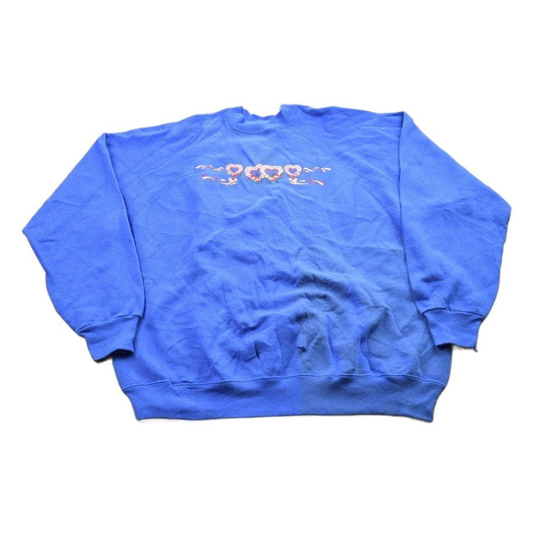 Vintage 1990s Heart Theme Crewneck Sweater Men's XL from propervintagecanada