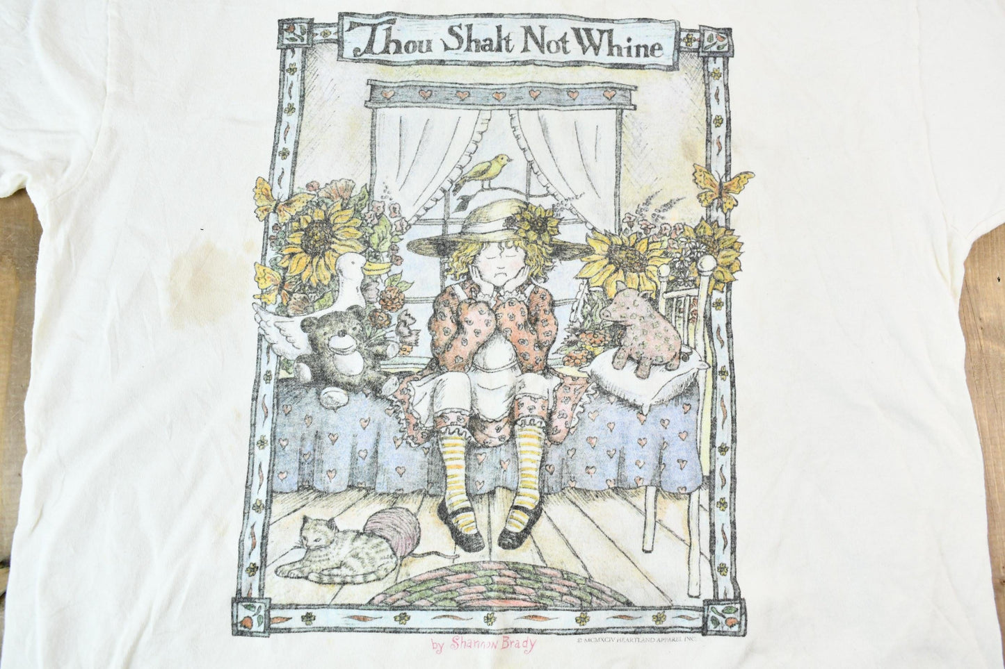 Vintage 1990s Heartland Apparel "Thou Shalt Not Whine" Shannon Brady Little Girl Graphic T-Shirt Men's Large from propervintagecanada