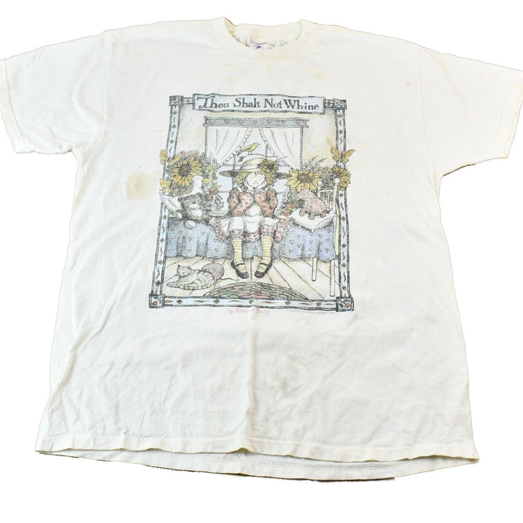 Vintage 1990s Heartland Apparel "Thou Shalt Not Whine" Shannon Brady Little Girl Graphic T-Shirt Men's Large from propervintagecanada