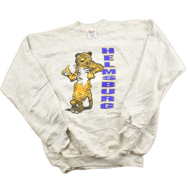 Vintage 1990s Helmsburg Tigers Crewneck Sweatshirt / 90s Crewneck / Collegiate Sweater / Streetwear / Vintage Animal Sweater from propervintagecanada