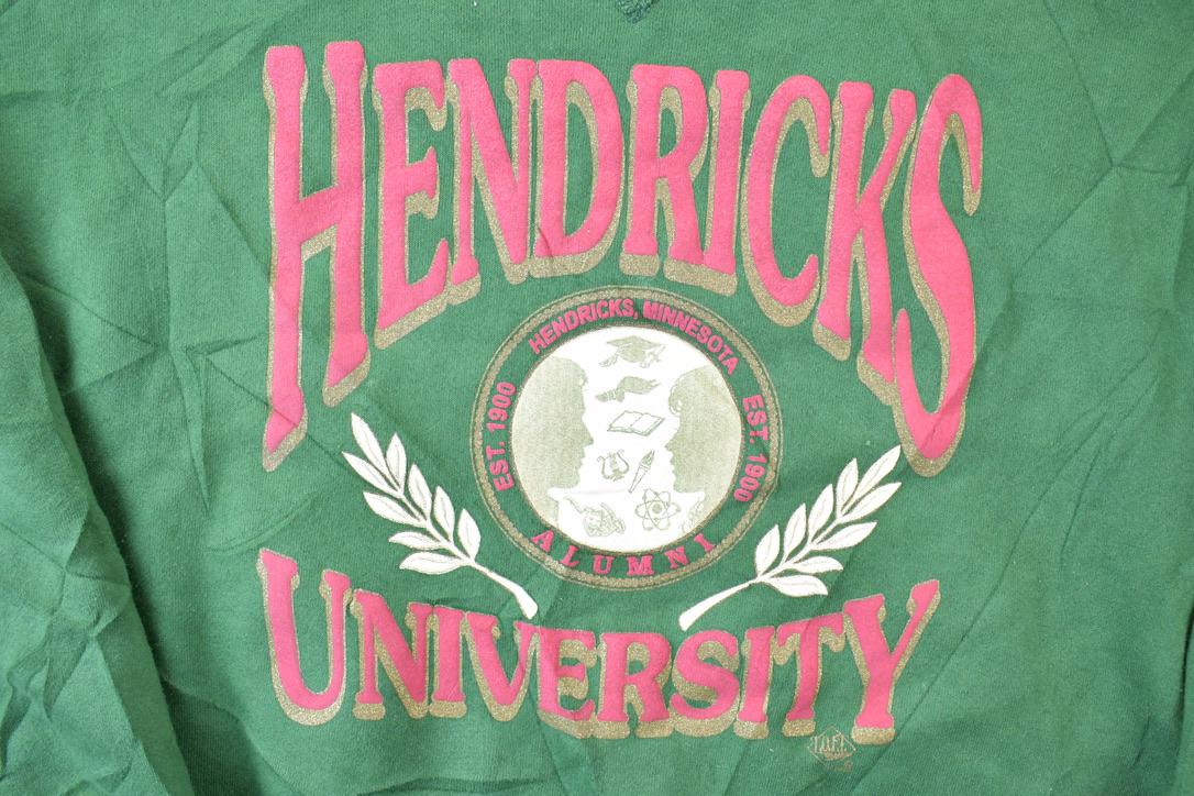 Vintage 1990s Hendricks University Collegiate Crewneck Men's Large from propervintagecanada