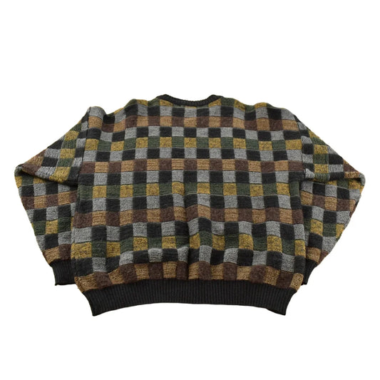 Vintage 1990s Henry Grethel Studio Abstract Knit Crewneck Sweater Mens XL from propervintagecanada