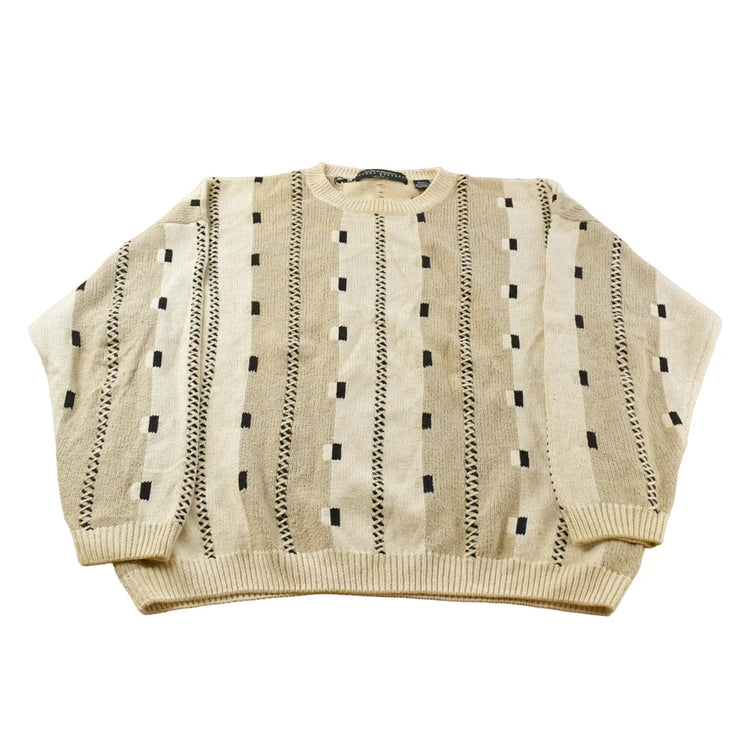 Vintage 1990s Henry Grethel Studio Abstract Knit Crewneck Sweater Mens XL from propervintagecanada