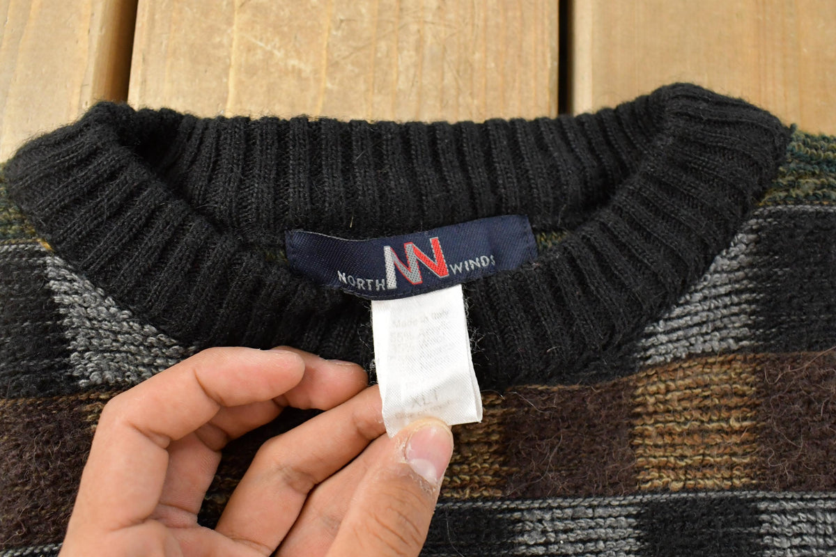 Vintage 1990s Henry Grethel Studio Abstract Knit Crewneck Sweater Mens XL from propervintagecanada
