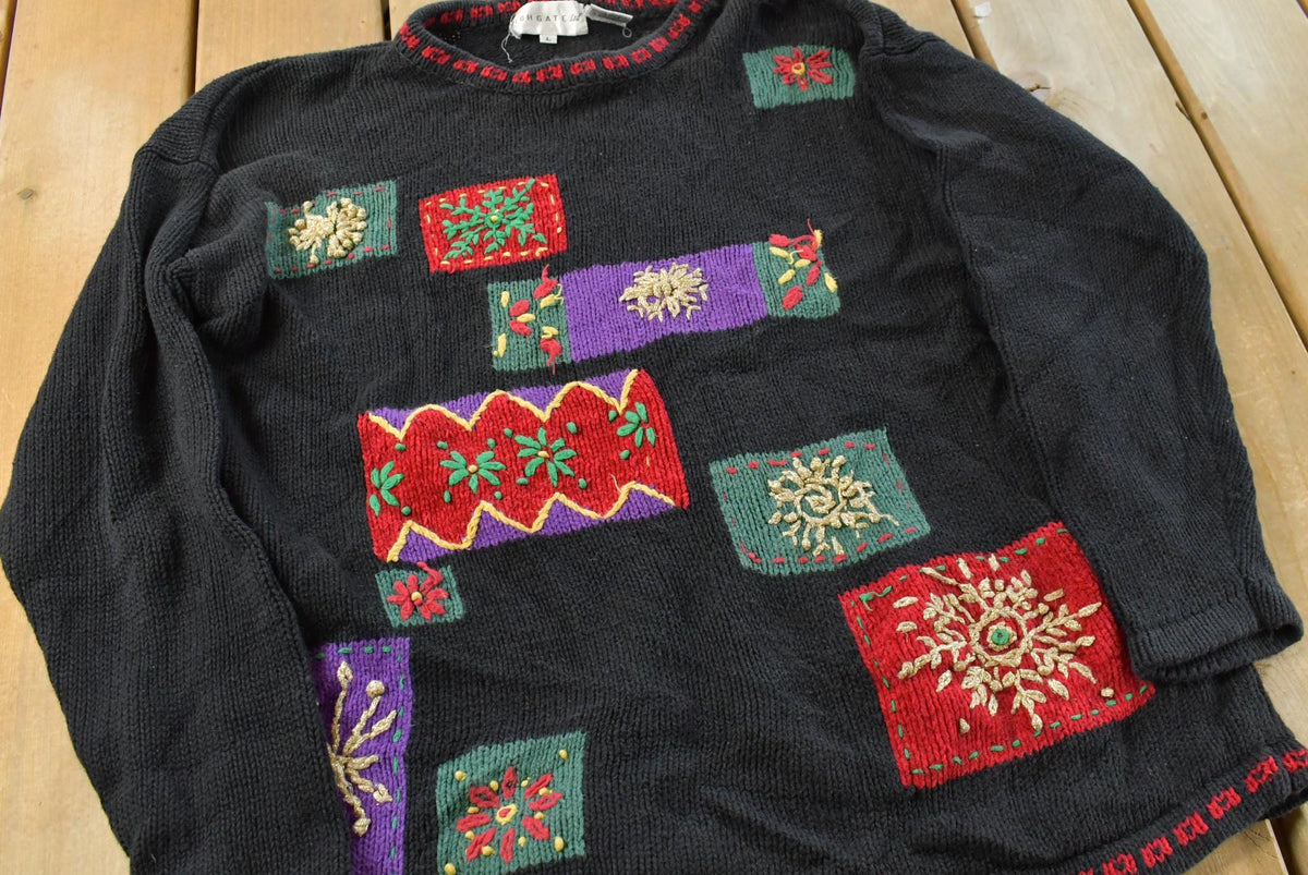 Vintage 1990s Highgate LTD Christmas Knitted Embroidered Crewneck Sweater Men's M from propervintagecanada