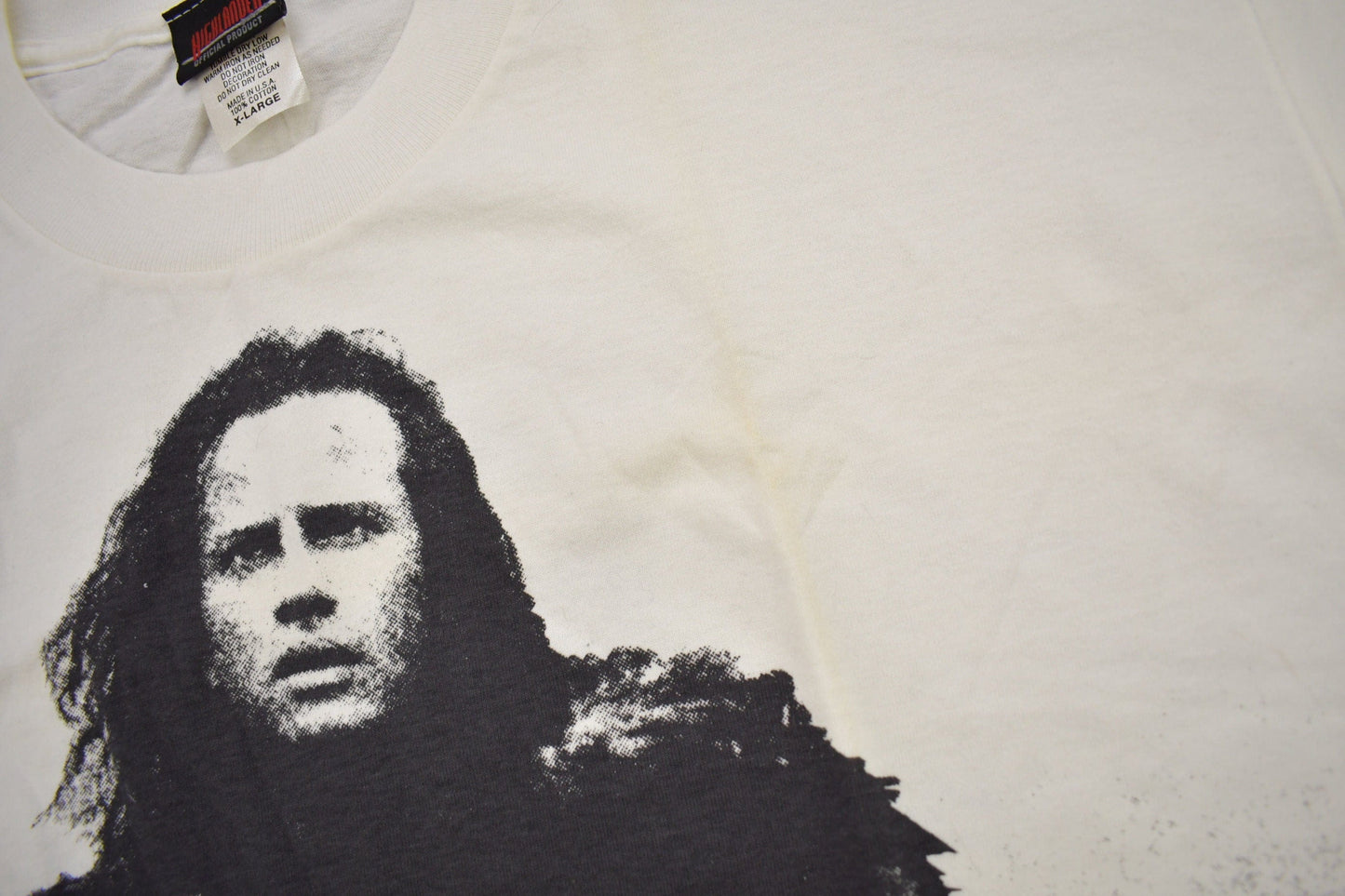 Vintage 1990s Highlander All Over Print Movie Promo T-shirt Men's XL from propervintagecanada