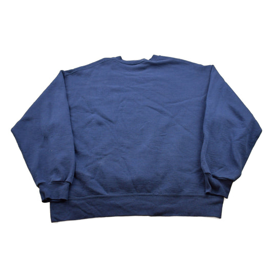Vintage 1990s HIS Navy Blue Blank Crewneck Sweatshirt from propervintagecanada