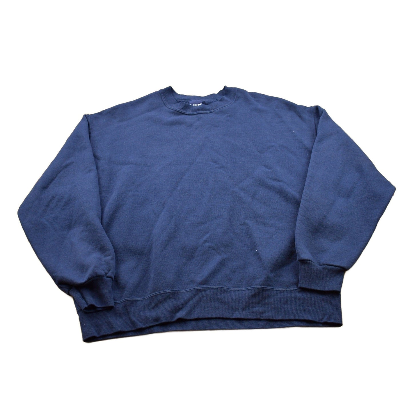 Vintage 1990s HIS Navy Blue Blank Crewneck Sweatshirt from propervintagecanada