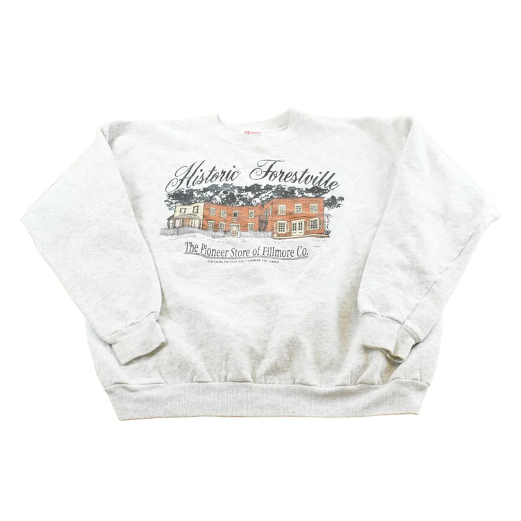 Vintage 1990s Historic Forestville Pioneer Store Pullover Crewneck Sweatshirt Mens L from propervintagecanada