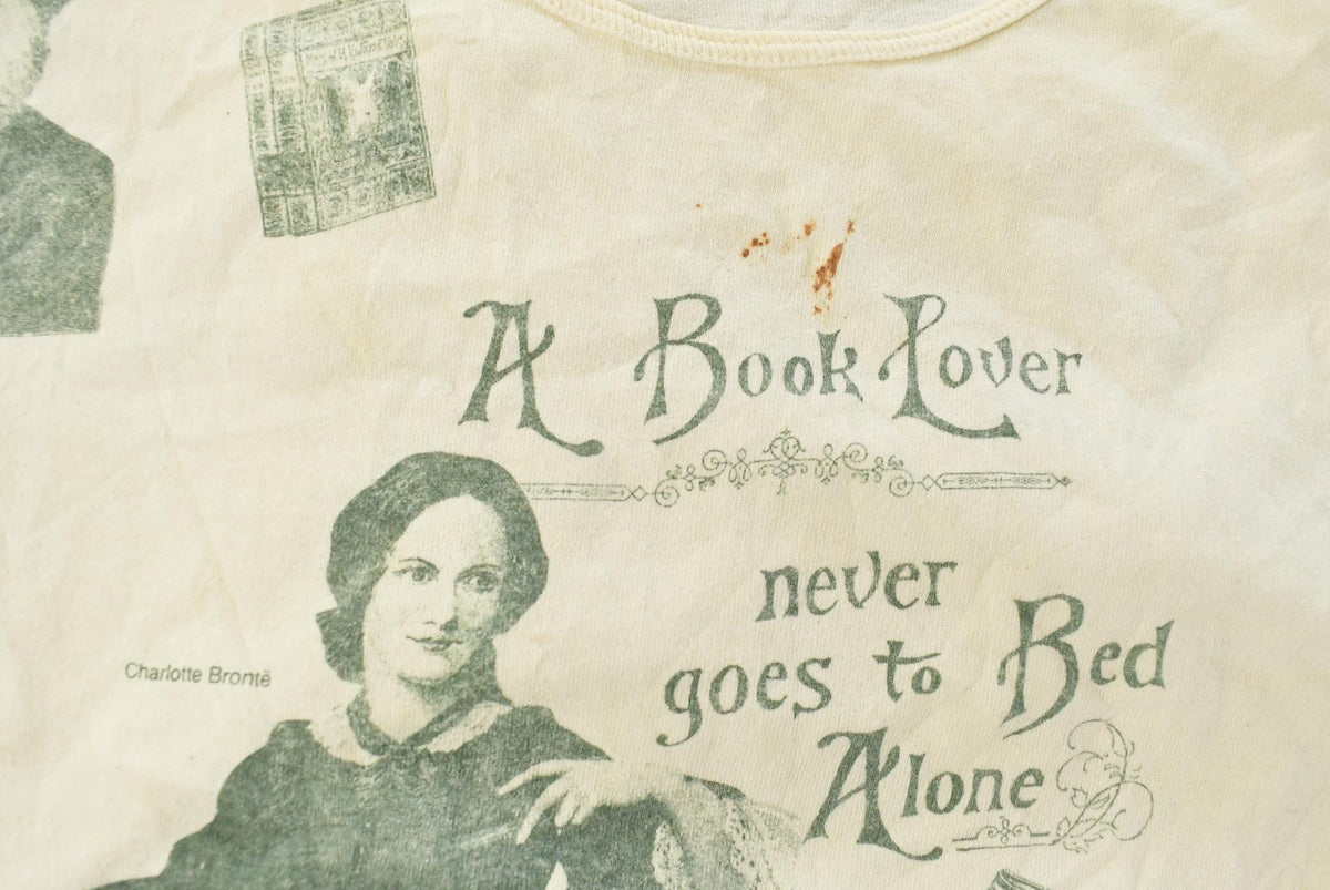 Vintage 1990s Historical Authors All Over Print Sleeping T-Shirt Men's XL from propervintagecanada