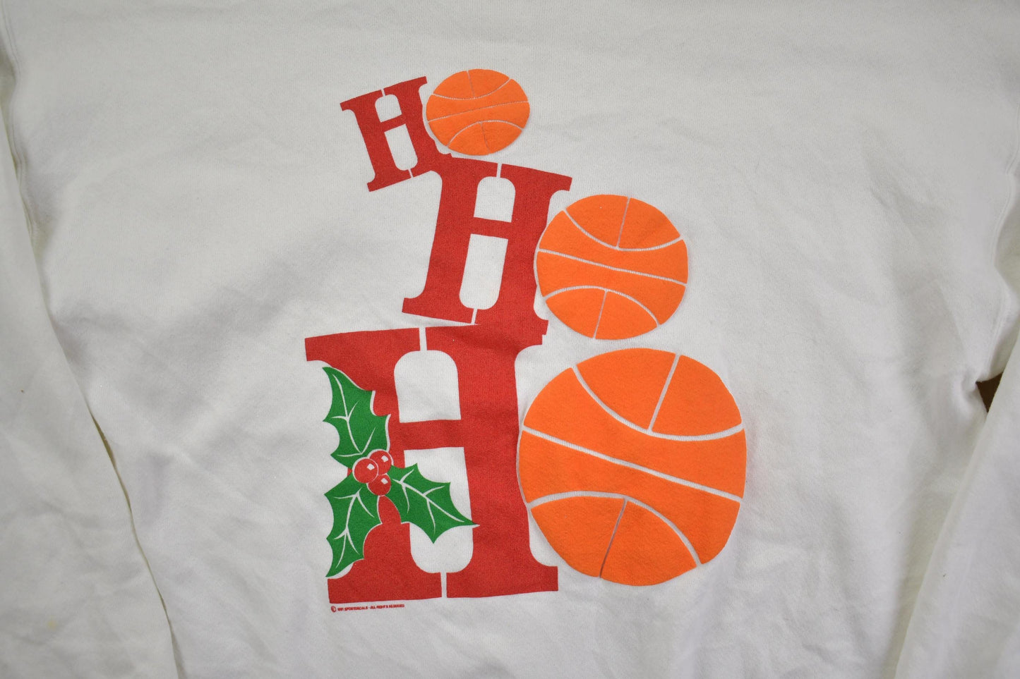 Vintage 1990s " Ho Ho Ho" Basketball Textured Crewneck Sweatshirt Men's XL from propervintagecanada