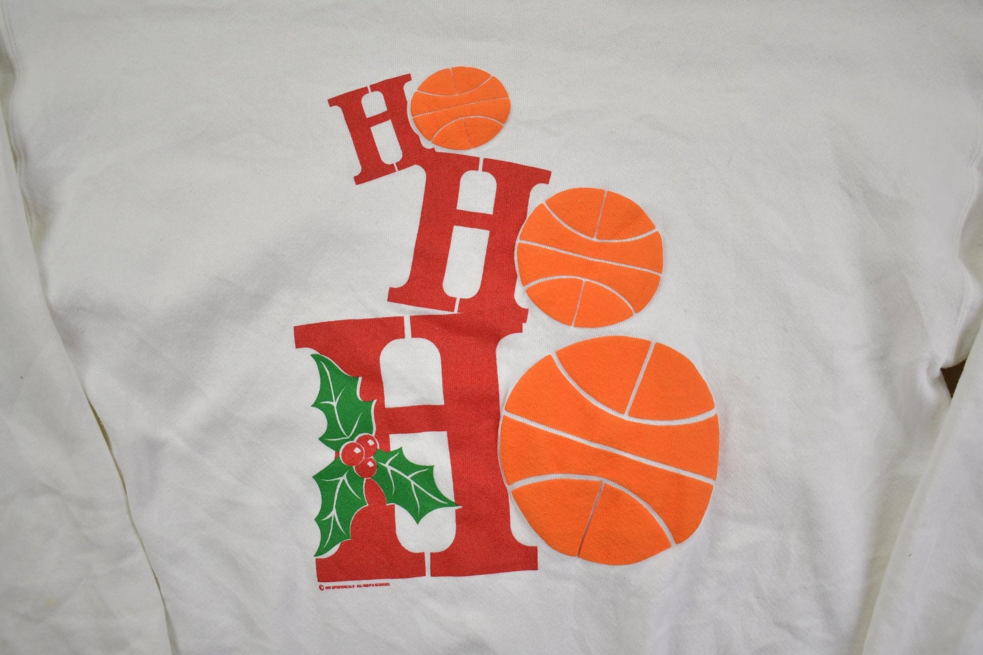 Vintage 1990s " Ho Ho Ho" Basketball Textured Crewneck Sweatshirt Men's XL from propervintagecanada