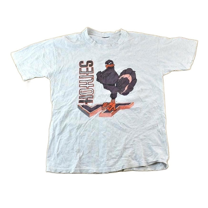 Vintage 1990s Hokies College Bird Single Stitch T-Shirt Men's Large from propervintagecanada