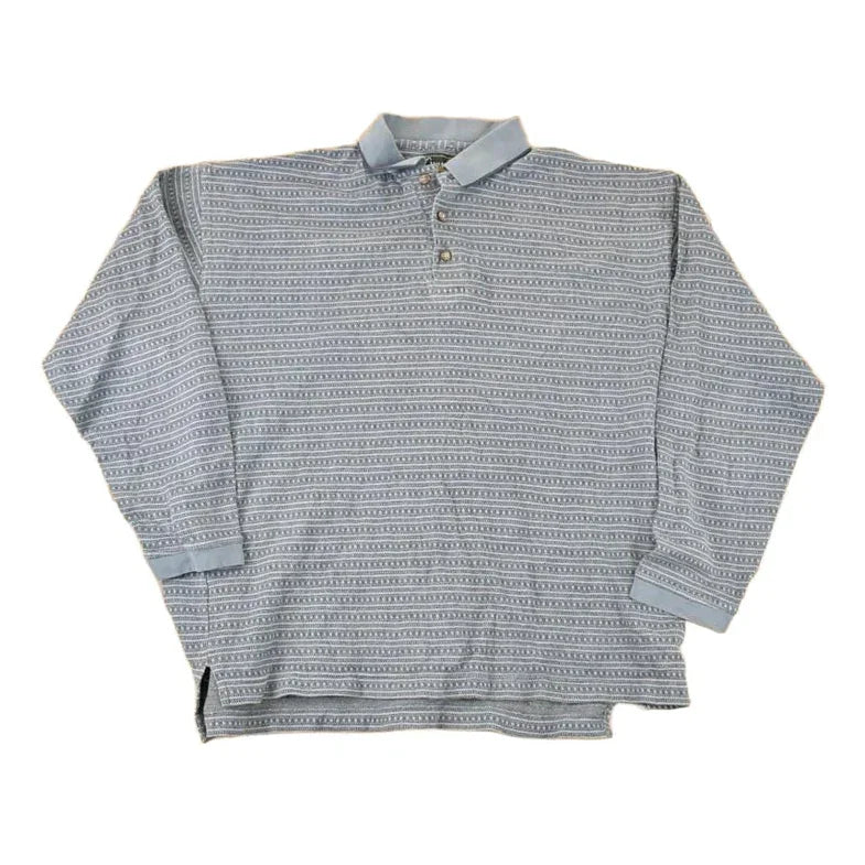 Vintage 1990s Hole In One Striped Quarter Button Shirt Men's L from propervintagecanada