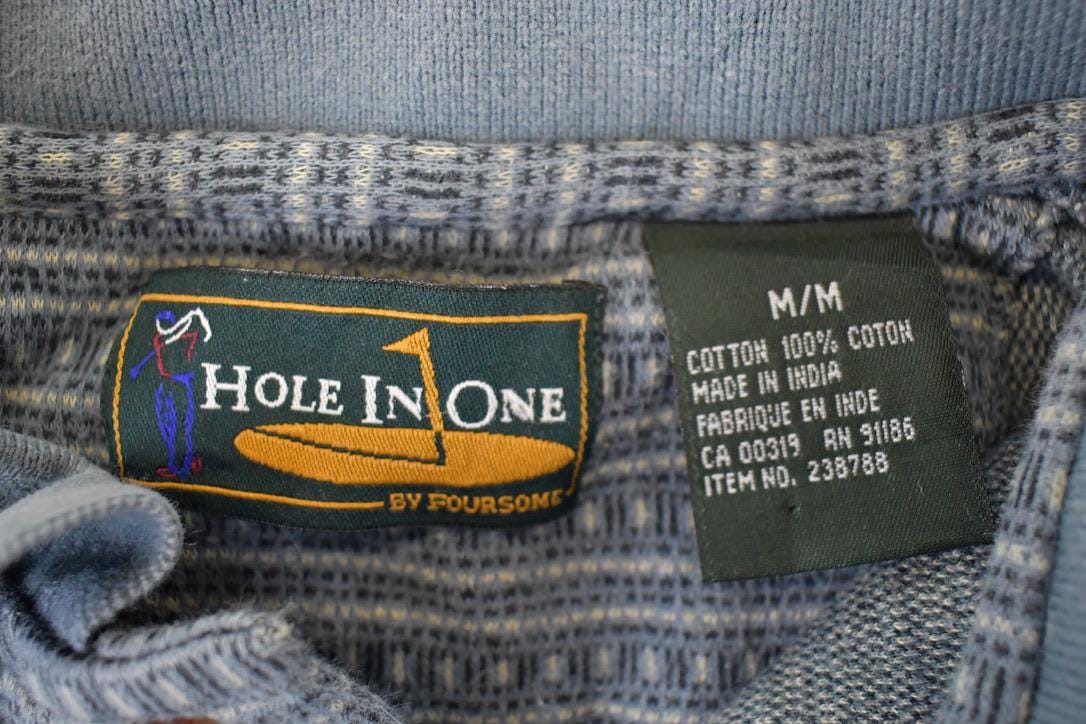 Vintage 1990s Hole In One Striped Quarter Button Shirt Men's L from propervintagecanada