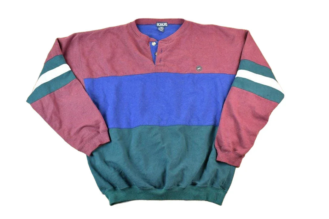 Vintage 1990s Honours Rugby Colour Block Sweatshirt Men's XL Tall from propervintagecanada