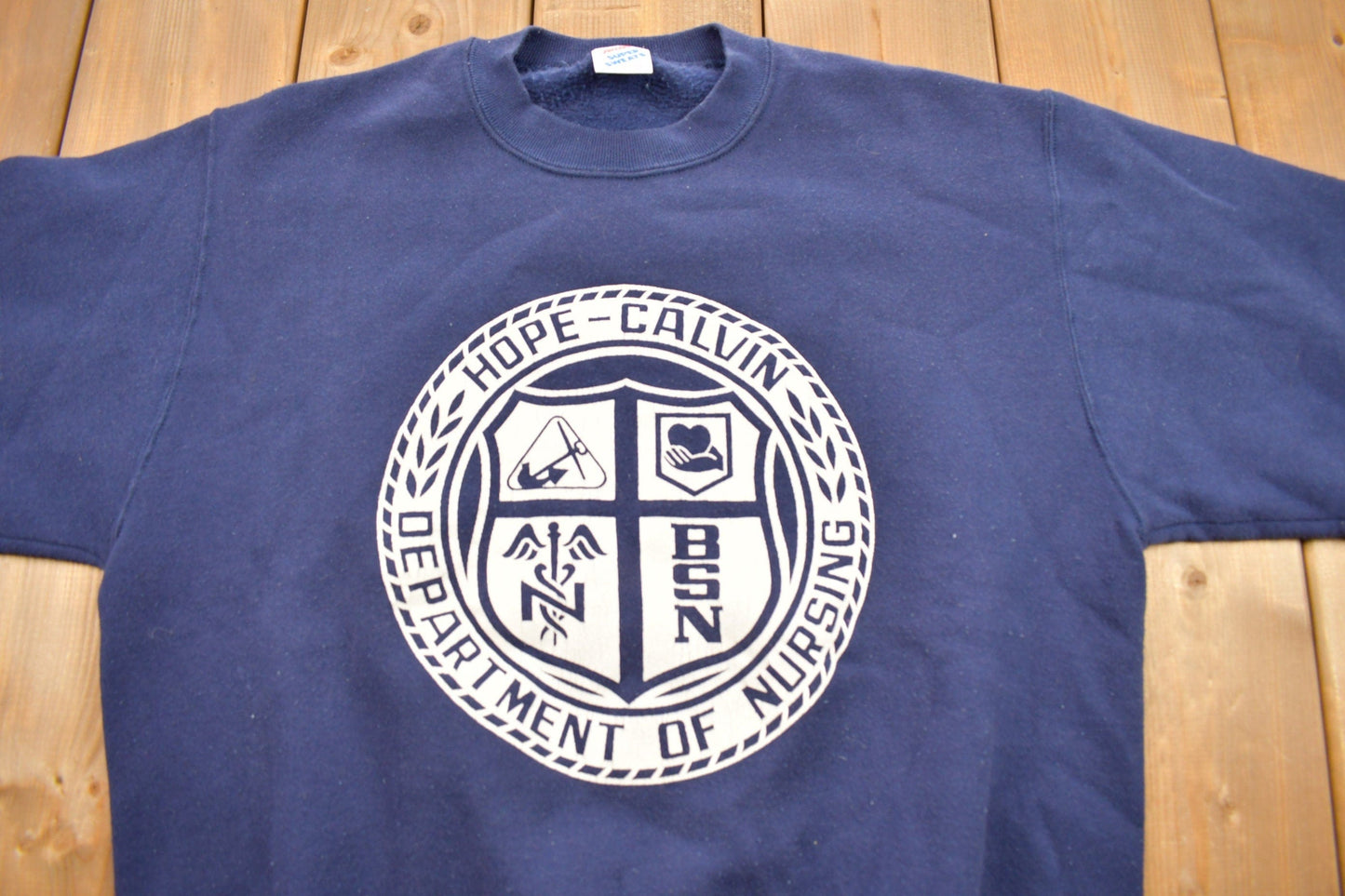 Vintage 1990s Hope Calvin Department Of Nursing Crewneck Sweatshirt from propervintagecanada