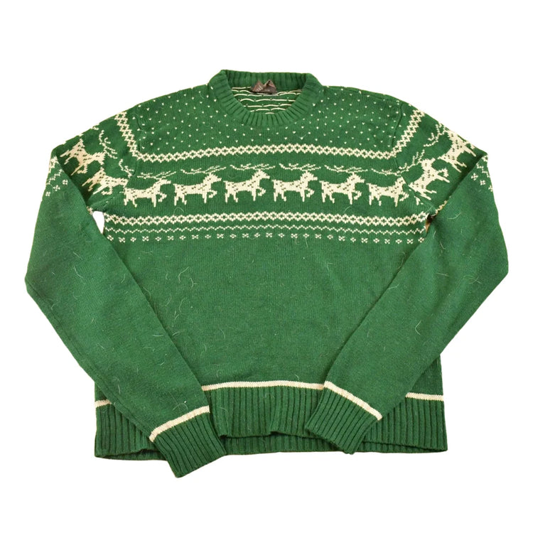 Vintage 1990s Horizon Reindeer Christmas Knit Crewneck Sweater Men's L from propervintagecanada