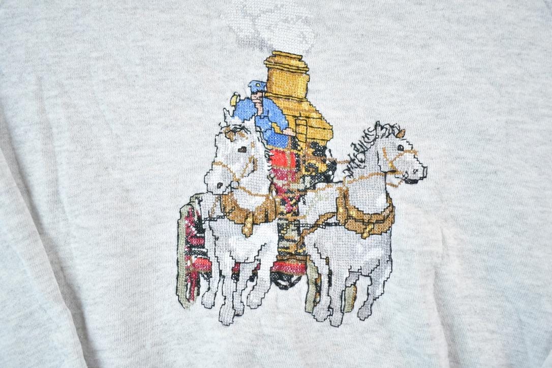 Vintage 1990s Horse And Carriage Embroidered Crewneck Sweatshirt Mens M from propervintagecanada