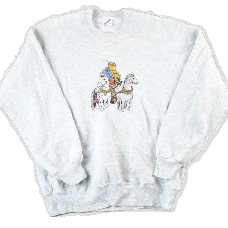 Vintage 1990s Horse And Carriage Embroidered Crewneck Sweatshirt Mens M from propervintagecanada