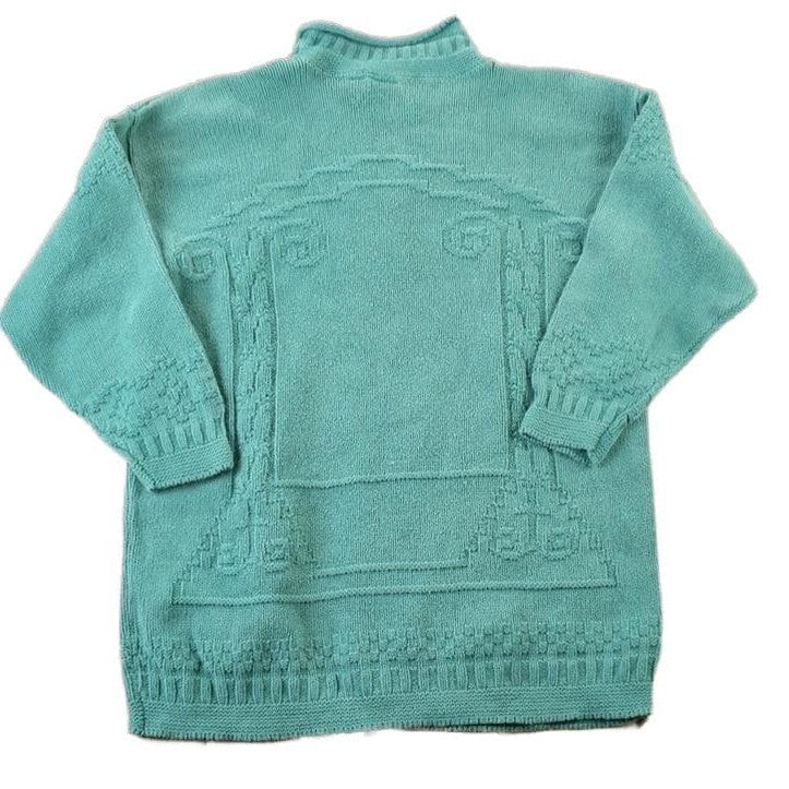 Vintage 1990s Hunt Club Cable Knit Abstract Pattern Crewneck Sweater Men's Large from propervintagecanada