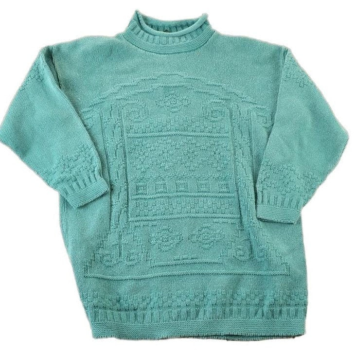 Vintage 1990s Hunt Club Cable Knit Abstract Pattern Crewneck Sweater Men's Large from propervintagecanada