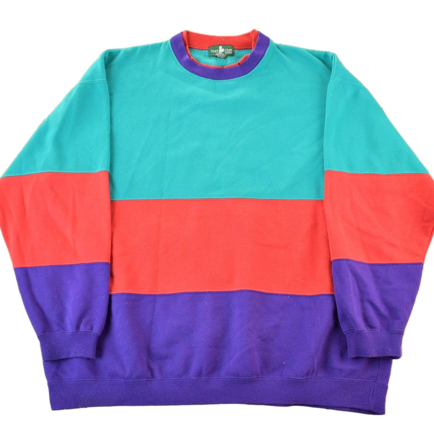 Vintage 1990s Hunt Club Color Block Crewneck Sweatshirt Women's 3X from propervintagecanada